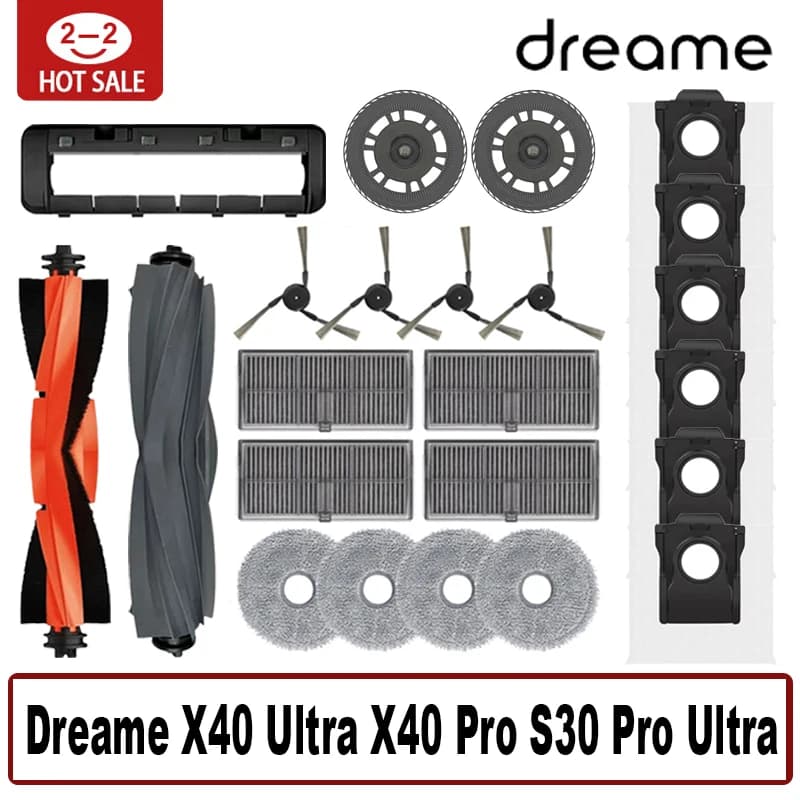 Dreame X40 Ultra, X40 Pro, S30 Pro Ultra Parts Accessories Main Side Brush Hepa Filter Mop Cloth Dust Bag Replacement