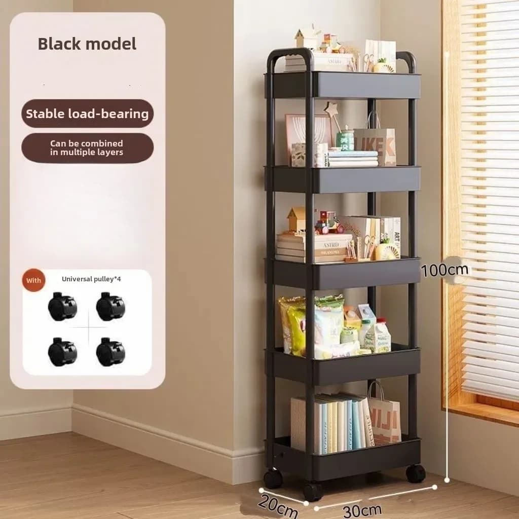 Multifunctional Storage Cart With Open Shelves Space Saving Utility Rack For Kitchen Bedroom Book Display Household Organizer - 6
