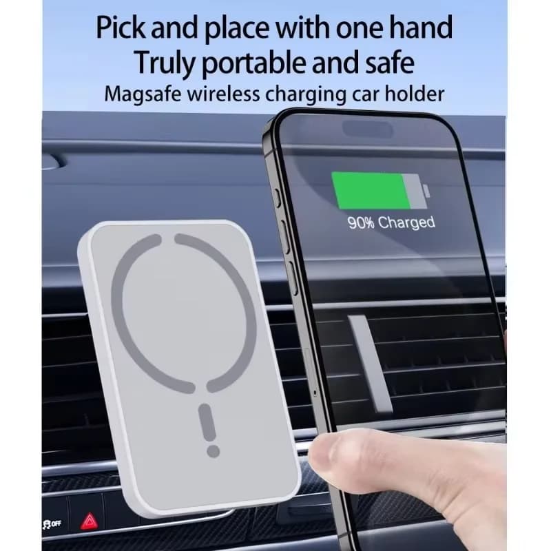 شاحن سيارة لاسلكي مغناطيسي 30 واط مع حامل جوال للتهوية متوافق مع Magsafe آيفون 16 و 15 و 14 و 13 و 12 برو ماكس - 4