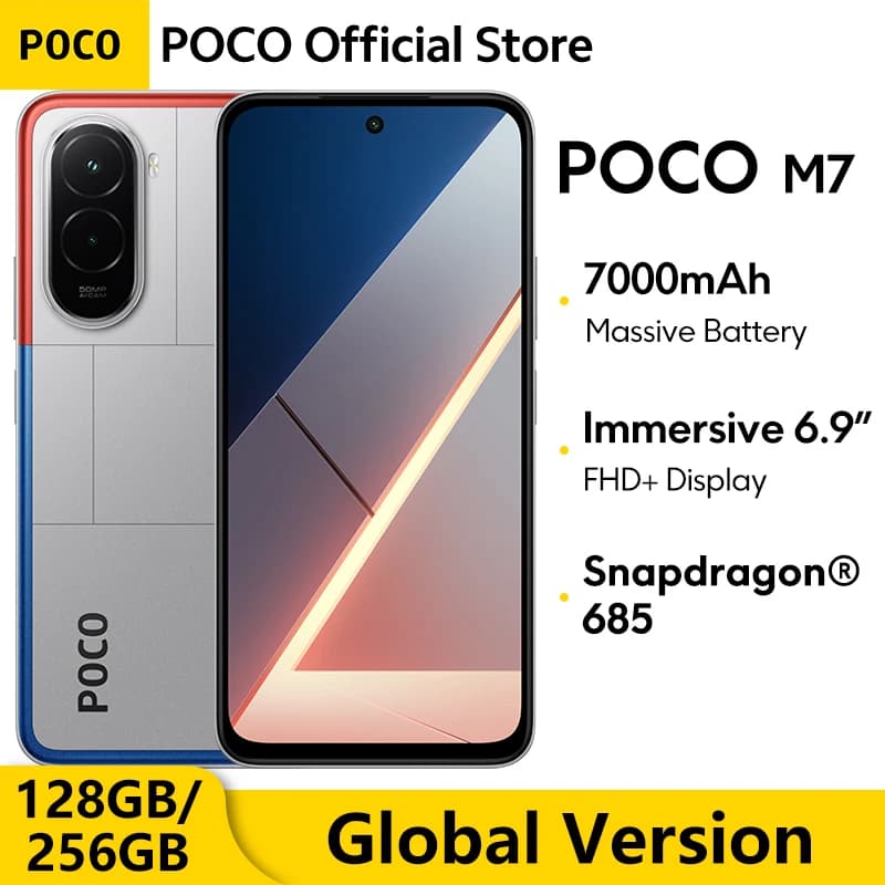 【World Premiere】POCO M7 Global Version Smartphone Snapdragon 685 7000mAh 50MP Camera Immersive 6.9" FHD+ Display 33W Charging