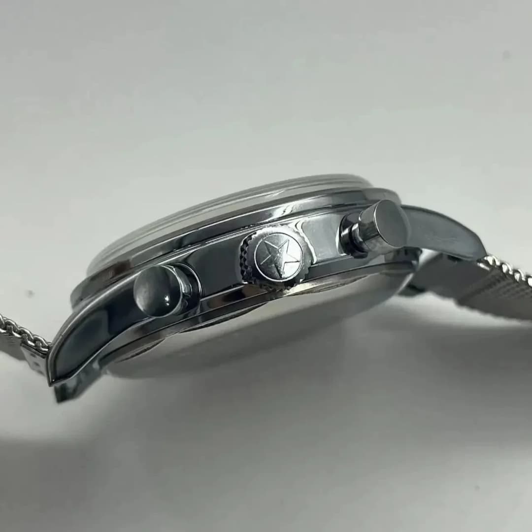 ساعة طيار رجالية 1963، أوتوماتيكية، 42 ملم، مقاومة للماء، كوارتز، كرونوغراف، تصميم عتيق - 5