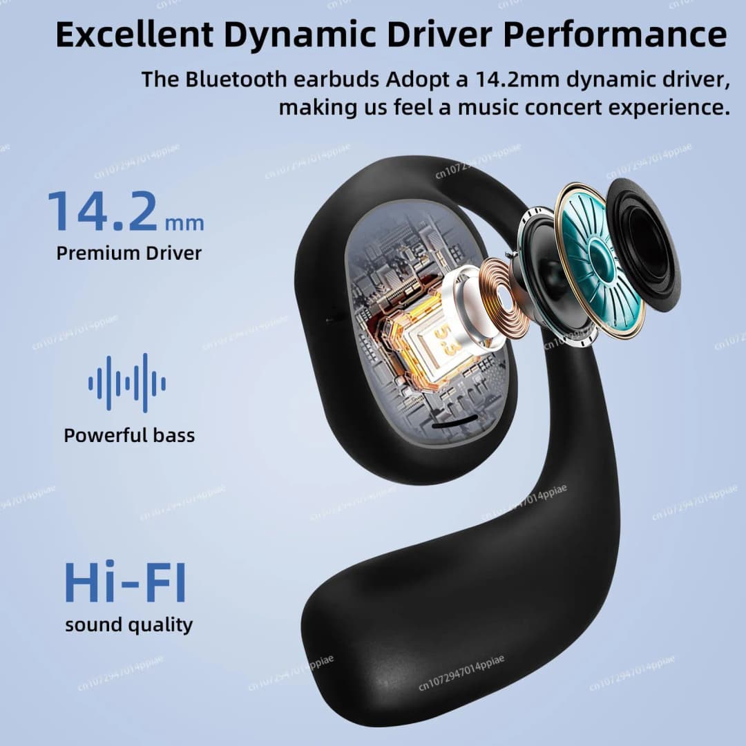 Portable Bone Conduction Earphones Bluetooth 5.3 HiFi 9D Stereo Noise Reduction Waterproof Earbud Outdoor Wireless Headset - 6