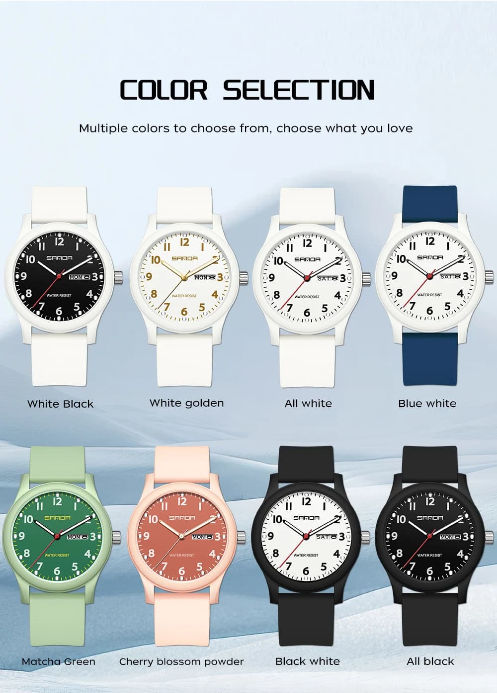 SANDA 3263 Fashion Casual Men Watch Silicone Strap Waterproof Luminous Clock Unisex Wristwatch Date Week Sport Man Watches - 6