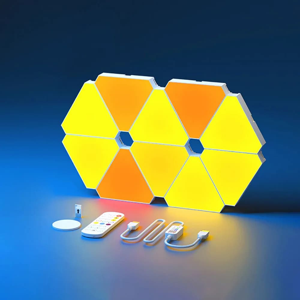 مصباح كمي مثلث LED مصباح حائط RGB إضاءة خلفية ذكية لإلتقاط الإيقاع إضاءة ليلية لغرفة النوم ديكور مكتب - 5
