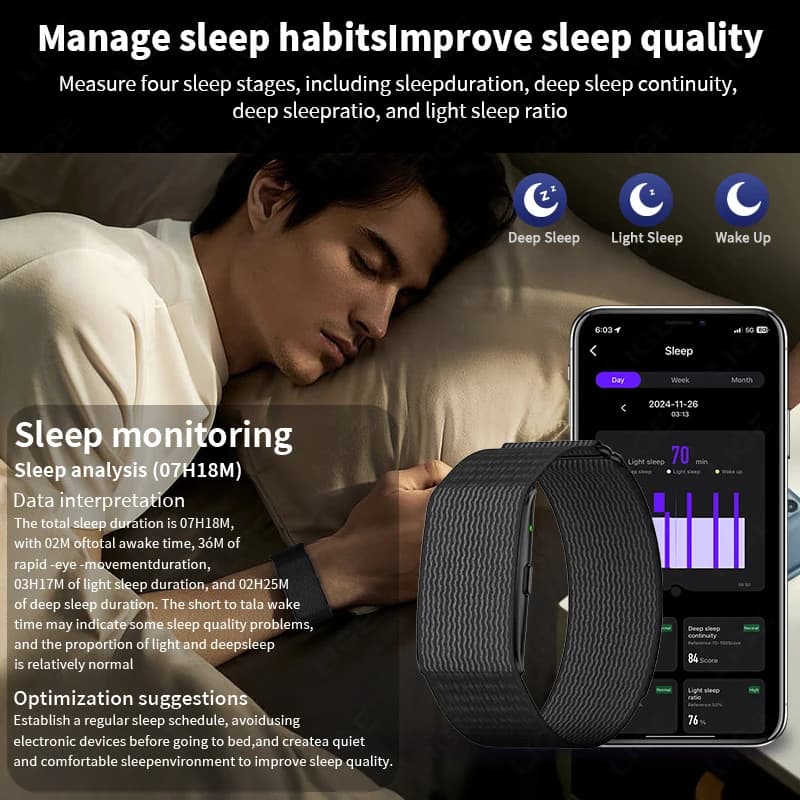 LIGE NO Screen Smart Wristbands With Heart Rate Sleep AI Health Monitor Report Smart Bracelet Incoming Call Notification Watches - 4