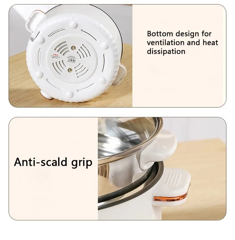 طباخ كهربائي محمول متعدد الوظائف، وعاء منزلي بطبقة مزدوجة، أواني طهي صغيرة غير لاصقة للمطبخ والأجهزة المنزلية - 4