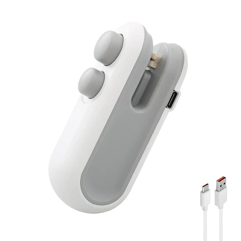 ماكينة إغلاق أكياس صغيرة 2 في 1 قابلة لإعادة الشحن لإغلاق الأكياس بالحرارة مع قاطع ومغناطيس لإعادة إغلاق أكياس البلاستيك وأكياس الوجبات الخفيفة