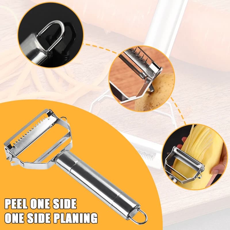 4in1 Vegetable Peeler Stainless Steel Melon Planer Multiple-Function Double-Head Peeler Household Kitchen Cucumber Slicer Tool - 2