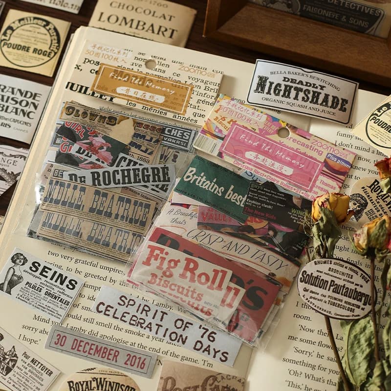 100 قطعة ملصقات زخرفية عتيقة، ألبوم يوميات، سكرابوكينغ، مادة مجمعة يدوية، لوازم مجلات غير مرغوب فيها