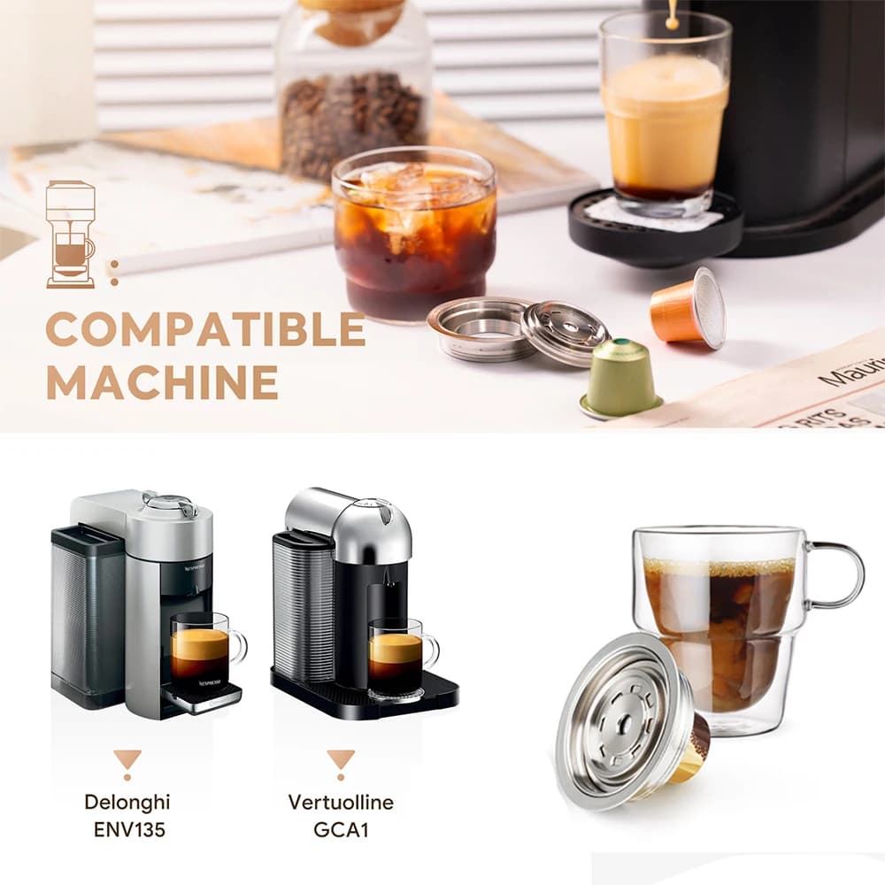 iCafilas reusable coffee capsule converter Stainless steel  adapter for Vertuoline Vertuo Next Pop Machine - 3