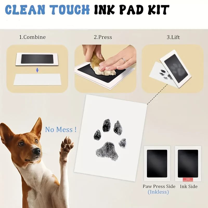 Pet Paw Print Commemorative Ink Pad，Dog or Cat Pet Owner Keepsake，DIY Inkless Handprints and Pet Pawprint Impression Making Kit - 5