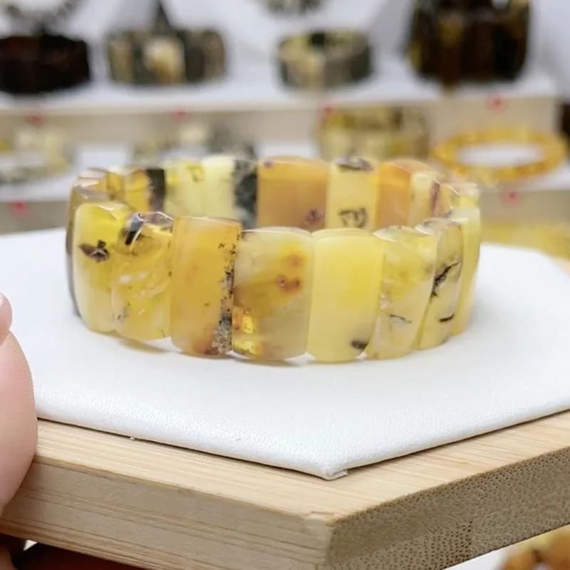 Yoowei البلطيق الطبي العنبر سوار للجنسين الأصلي اليدوية الأزياء Diy شفاء العنبر الأصفر مجوهرات اكسسوارات بالجملة