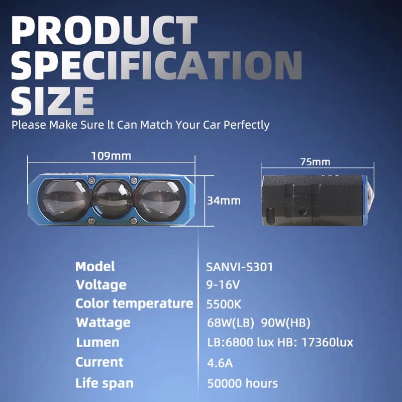 SANVI S301 ضوء شبك بروجكتور بار سبوت لايت أضواء أمامية مساعدة LED ضوء عمل لسيارات السيدان SUV ATV 4X4 الطرق الوعرة - 5