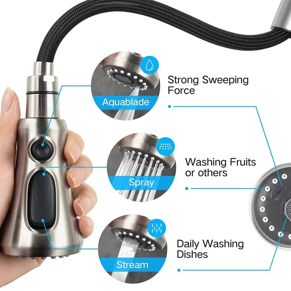 Kitchen Pull Out Faucet Sprayer Nozzle Sprayer ABS Durable Water Saving Shower Spray Head Bathroom Basin Sink Tap Replacement - 2