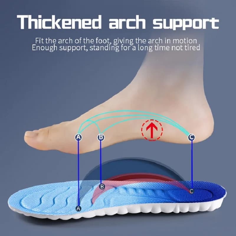 Sports Insoles for Shoes Women Men PU Sole Soft Breathable 4D Shock Absorption Cushion Running Orthopedic Care Insoles for Feet - 4