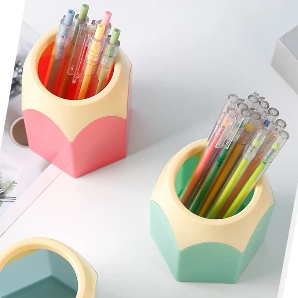 حامل أقلام لطيف منظم مكتب صندوق تخزين أدوات مكتبية حامل أقلام بفتحة كبيرة منظم فرش مكياج إكسسوارات مكتب - 5