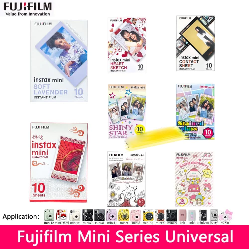 Genuine Fujifilm Instax Mini Film Monochrome Mono/ Black / Sky Blue Film 10 pcs for Mini 12 11 9 8 Plus 90 25 Camera SP-1 SP-2