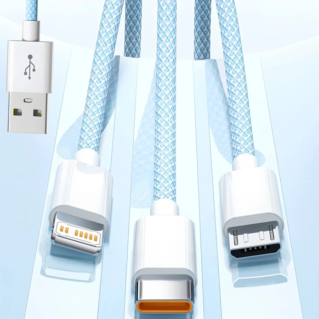 240W 3-in-1 USB-C & Micro USB Fast Charger for iPhone Samsung Xiaomi Poco - High Speed Multi-Device Cable - 4