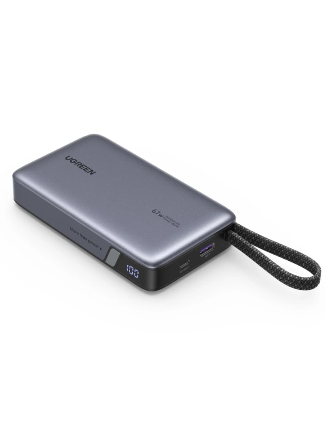 بنك طاقة UGREEN 65 واط، 20000 مللي أمبير، بطارية خارجية مع كابل Type-C مدمج، شاحن كمبيوتر محمول 65 واط، متوافق مع Xiaomi 67 واط - 2
