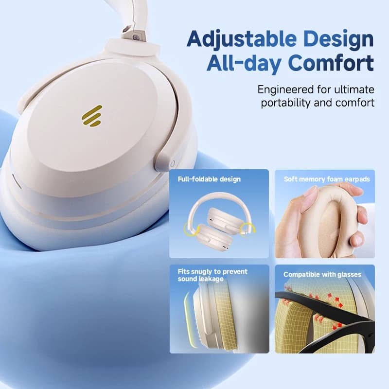سماعات رأس إديفاير WH700NB برو لاسلكية هايبرد ANC بلوتوث V5.4 هاي-ريز فوق الأذن اتصال متعدد النقاط 56 ساعة تشغيل - 4