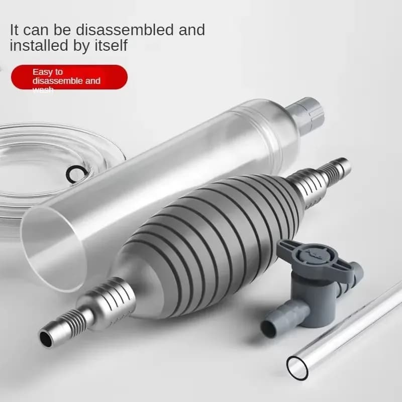 مضخة تفريغ لتنظيف الحصى في أحواض السمك، مجموعة تنظيف وتغيير الماء مع أنبوب تمديد، مثالية لتنظيف رمل الأحواض - 4