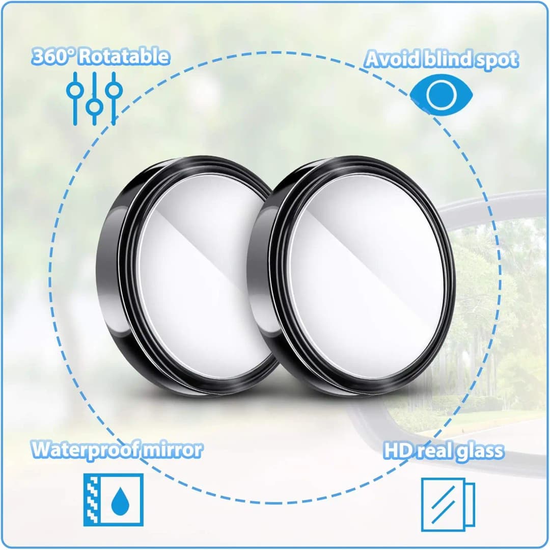 2Pc Car Blind Spot Rear View Mirror Wide Angle 360 Degree Adjustable Safety Driving Car Reverse Auxiliary Rearview Convex Mirror - 3