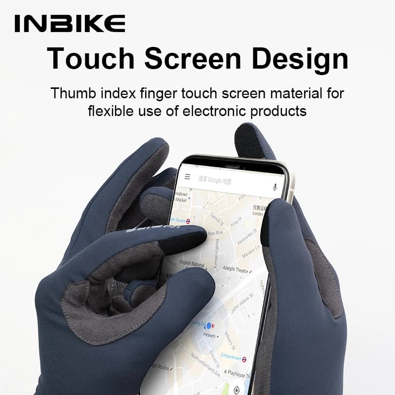 INBIKE 2024 Cycling Gloves Gel Padded for Men Autumn Winter Fleece Road Bike Gloves MTB Full Finger Touchscreen Bike Accessories - 2