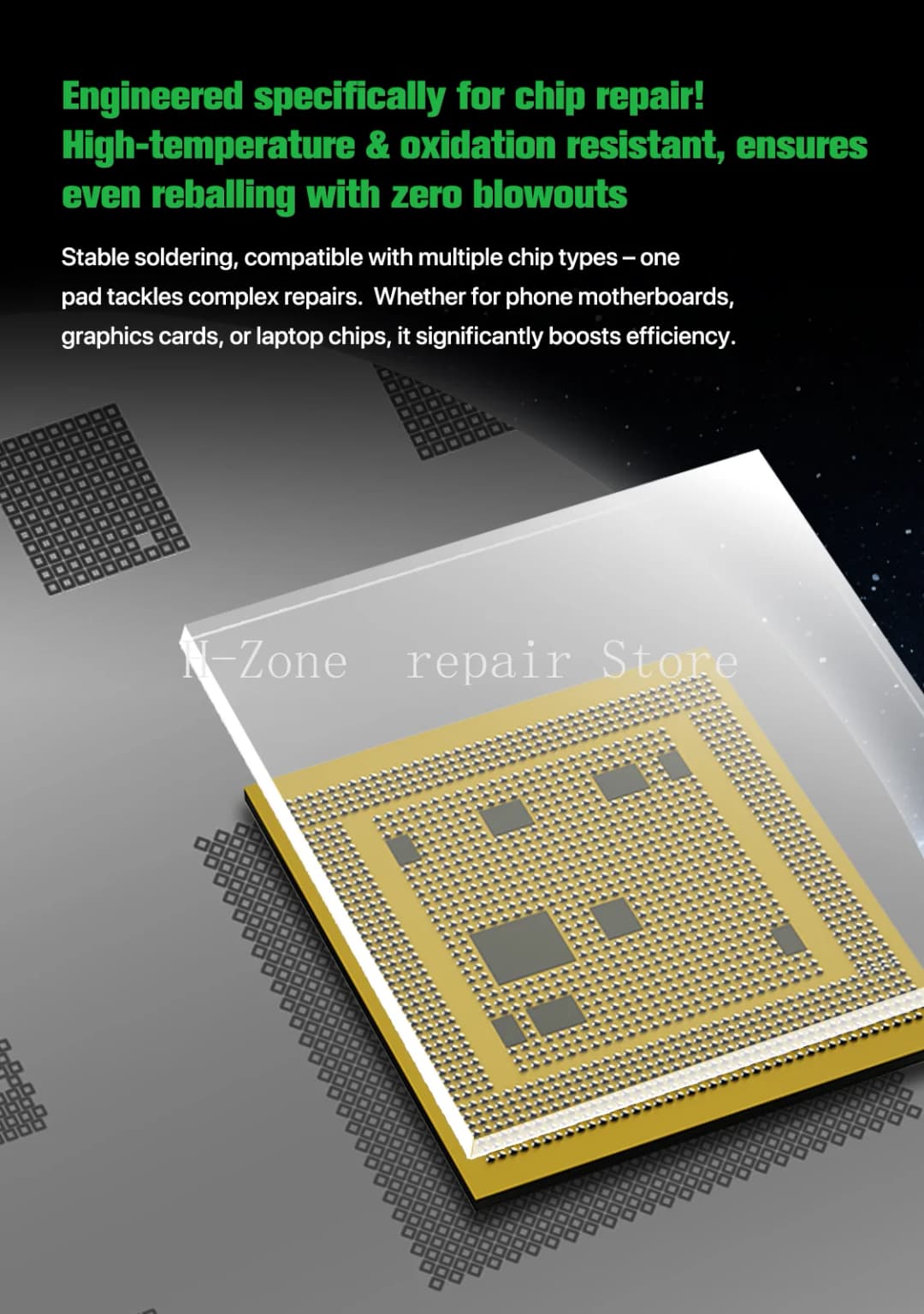 داستي LA-03 حشية قصدير مقاومة للانفجار زجاج حماية أبيض يمنع انفجار كرات القصدير أداة إصلاح لحام BGA للهاتف - 3