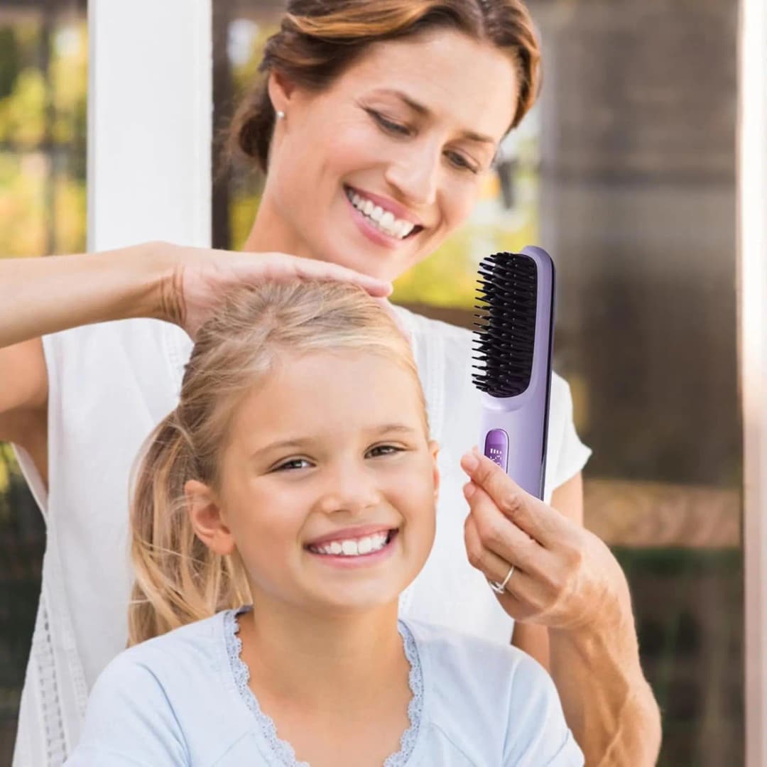فرشاة تمليس شعر محمولة 2026 مع شاشة LCD، تسخين سريع، لاسلكية للسفر، صغيرة للنساء - 6