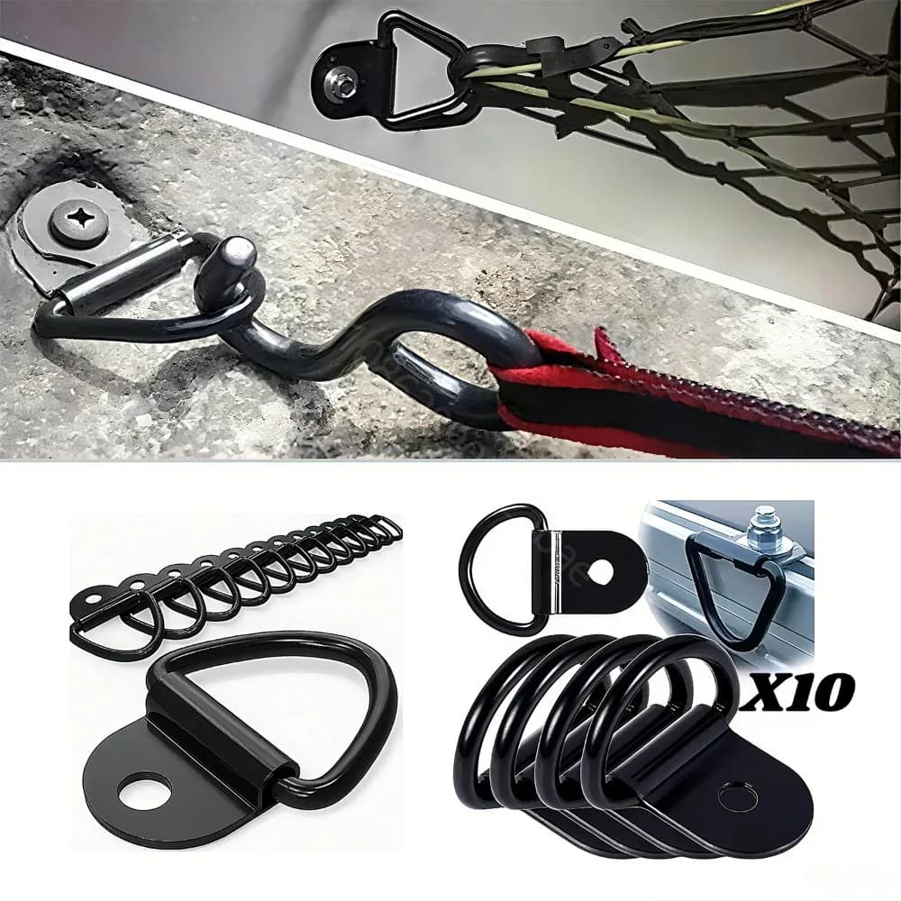 10Pcs D Rings Tie Down Anchors Ring Pull Hook Iron Lashing Ring Load Fit for For Car Truck Trailer RV Van Boat Cargo Accessories