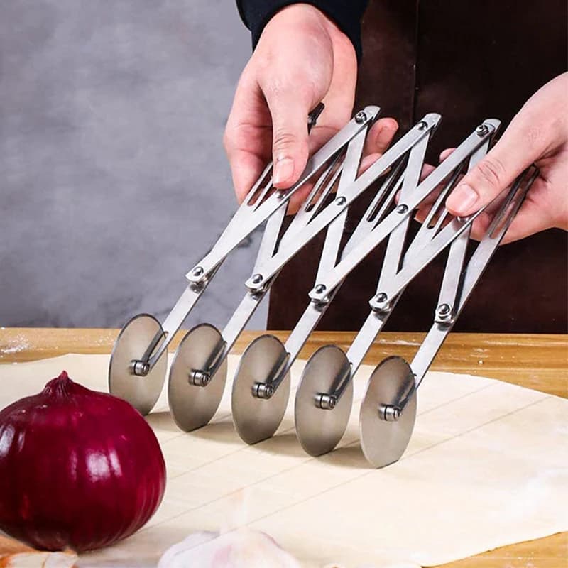 1/3/5/7 Wheels Cutter Dough Divider Side Pasta Knife Stainless Steel Roller Blade Adjustable Pizza Pastry Peeler Kitchen Tool - 3
