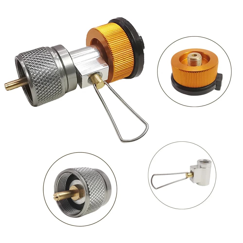 مجموعة محولات موقد التخييم 3 قطع، محول علبة البيوتان، محول عبوة EN417، صمام ليندال، محول البروبان