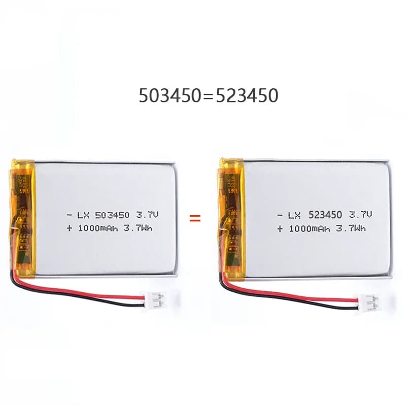 Lithium Rechargeable Battery 503450/523450 3.7V 1000mAh Polymer  for GPS Smart Phone MP5 Walkie talkies PS4 Smart Watch