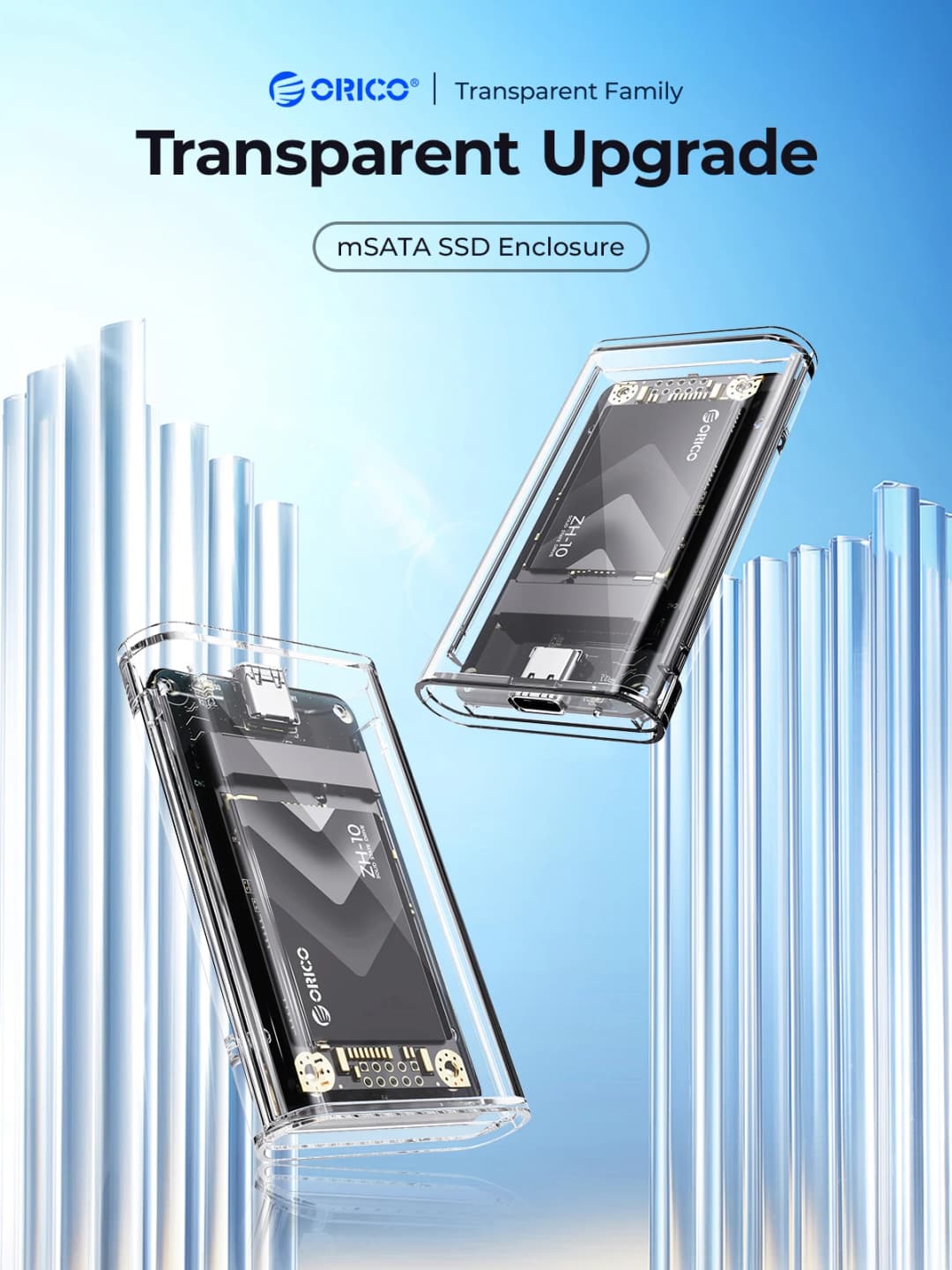 ORICO-Transparent External Adapter Mini mSATA SSD Enclosure Case to USB 3.2 Gen1 5Gbps for Samsung NGFF SSD Samsung - 2