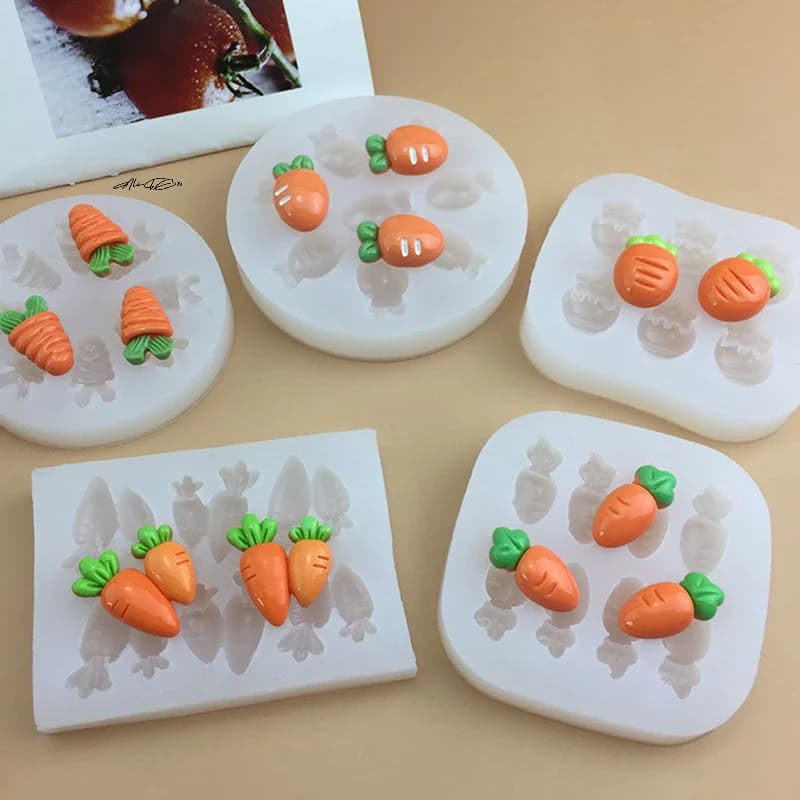 قوالب سيليكون صغيرة على شكل جزرة مقاومة لدرجات الحرارة العالية لأدوات تزيين حلوى الشوكولاتة وكعك عيد الفصح