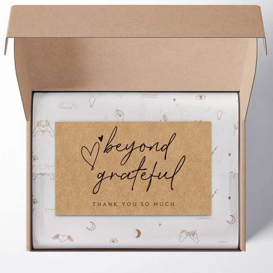 50pcs Natural Kraft Paper Thank You Cards for Small Business Appreciation Enterprise Thank You For Your order Card Greeting Card - 5