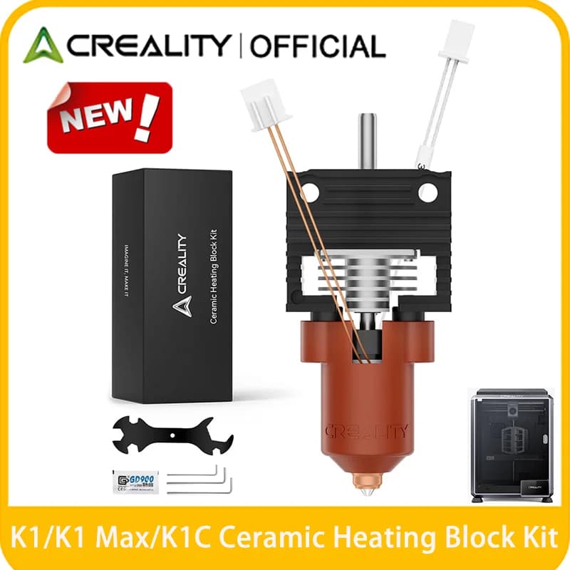 Creality 2025 K1 SE/K1C/K1/K1 Max Hotend Ceramic Heating Block Kit,Terminal with Buckle,Official New Version K1 Series Nozzle Ki
