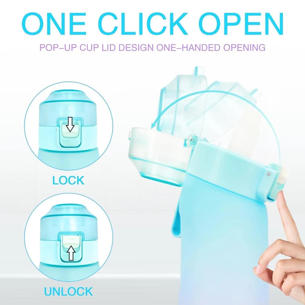 زجاجة ماء بنكهات مختلفة سعة 650 مل مع 7 كبسولات نكهات للتخييم واللياقة - 5