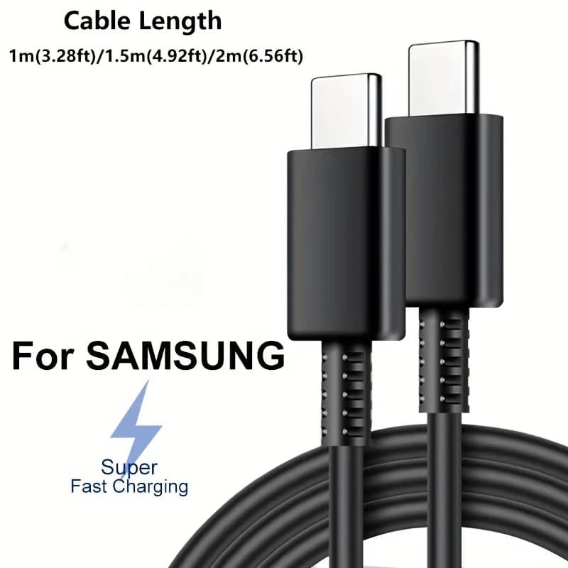 كابل شحن سريع جداً 5A PD 45W ثنائي USB C لهواتف سامسونج S22 S23 S24 بلس نوت 20 ألترا A53 A54 A55 كابل بيانات شحن سريع 2 متر - 3