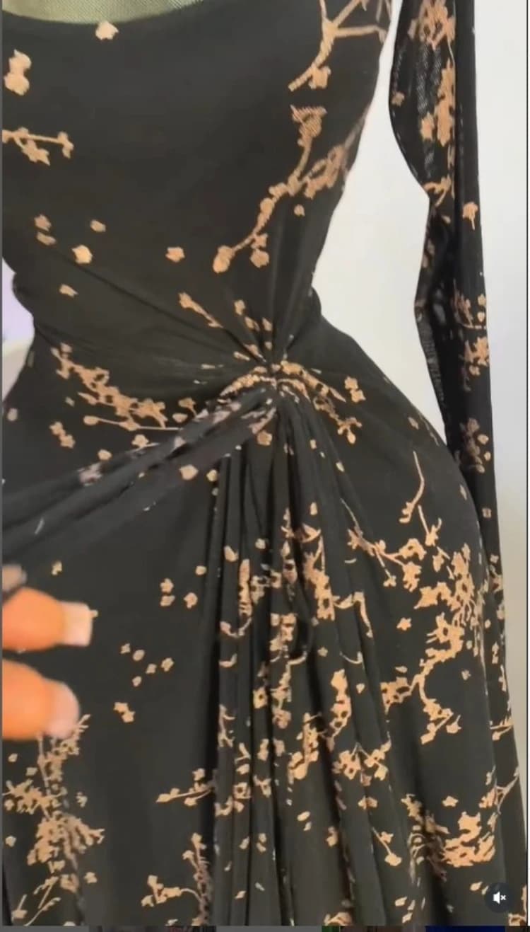 فستان طويل نسائي طويل الأكمام GLCMYAYA ياقة دائرية فتحة عالية فستان ماكسي أنيق - 6