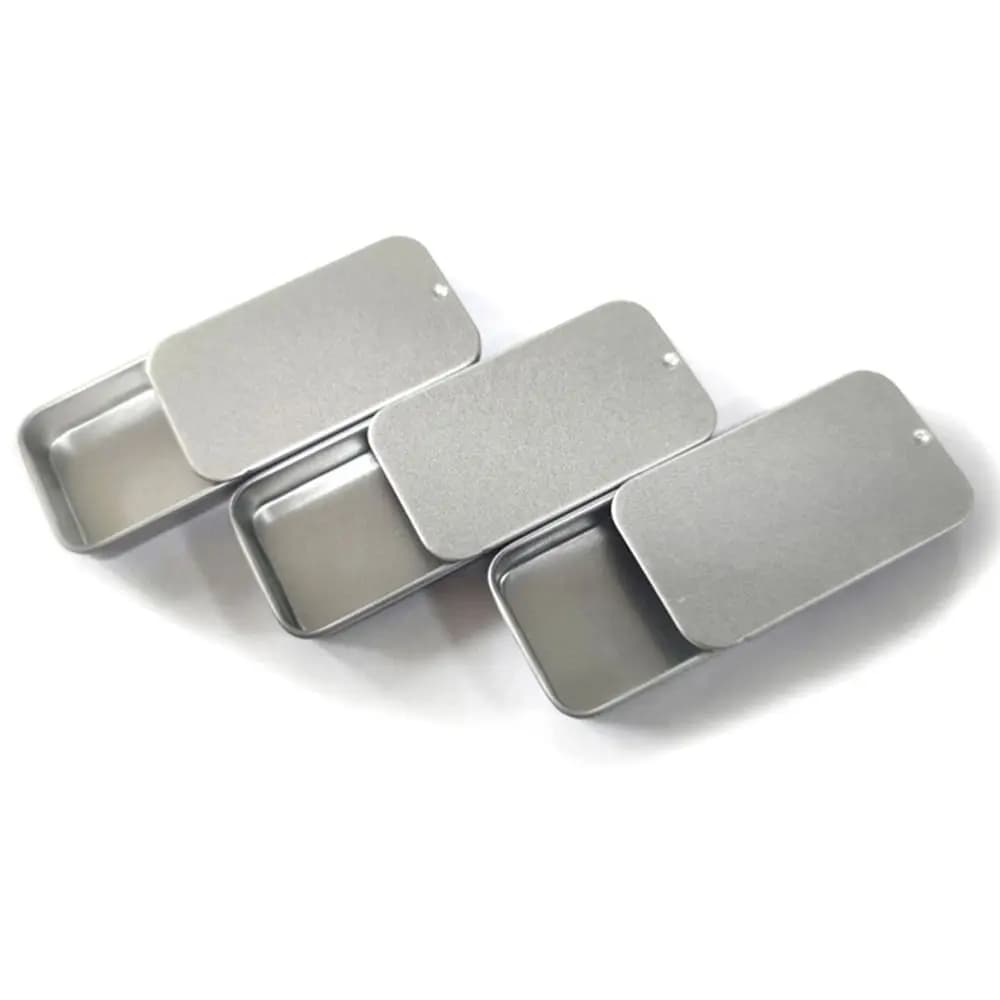 علبة قصدير صغيرة مستطيلة فارغة علبة دفع للحلوى والأقراص علبة حاويات مفصلية من الألمنيوم منظم صغير صندوق تخزين - 3