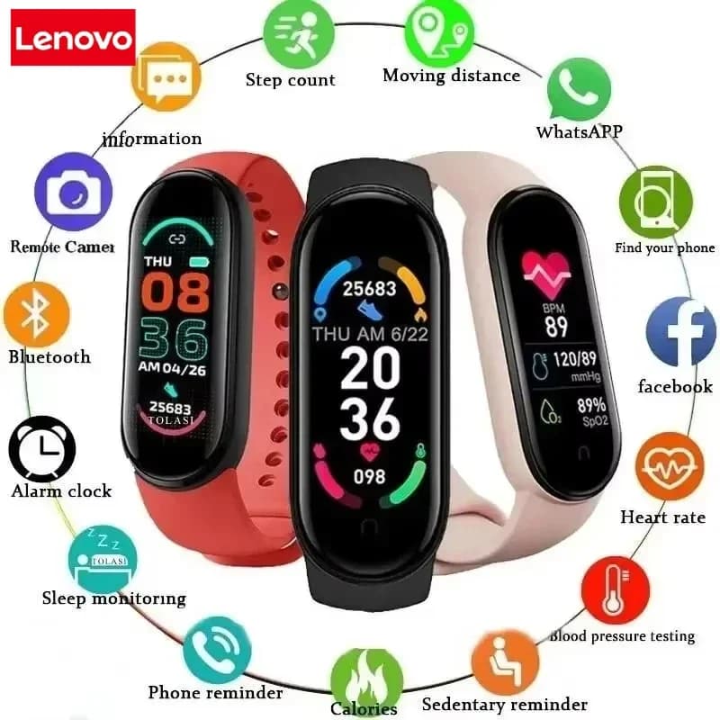Lenovo Smart band Movement Watch Step count Bluetooth Synchronous Phone Information Smartwatch For Men Women Students 2025 New - 2