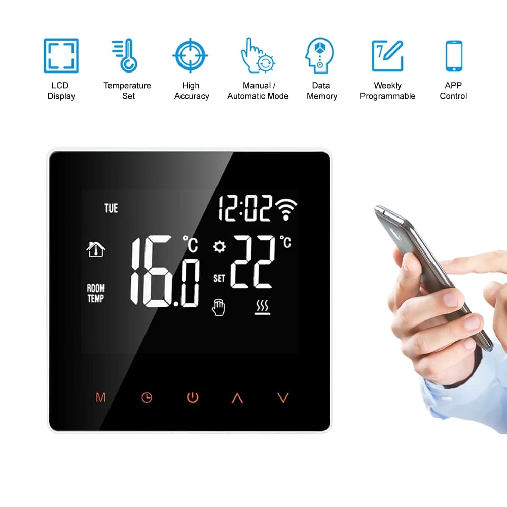ترموستات تيا واي فاي تحكم في درجة حرارة تسخين أرضي لغلاية كهربائية/ماء/غاز منظم حرارة ذكي أليكسا وجوجل - 3