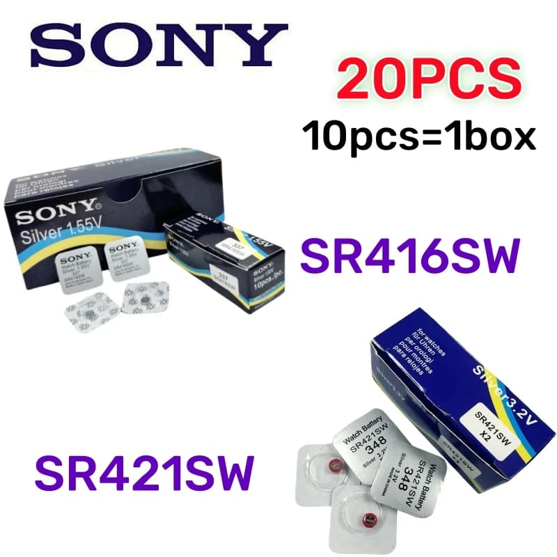 10-40 قطعة بطارية SONY الأصلية 337 SR416SW ساعة SR421SW 348 بطارية تغليف مستقل sr416sw 337 sr421sw 348 sr 416 - 3