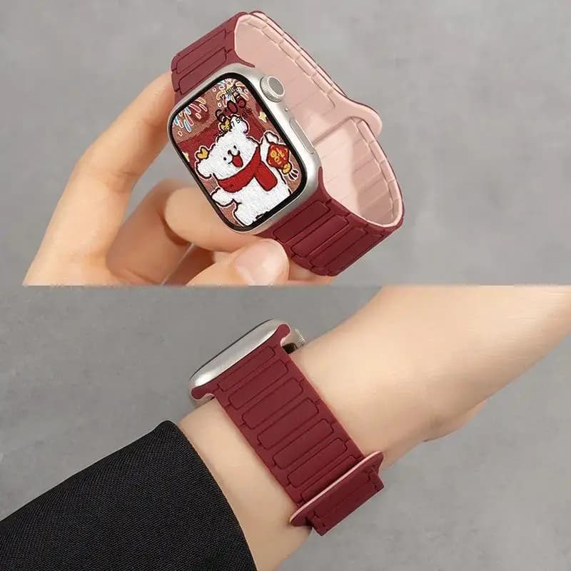 Silicone Strap Magnetic Band for Apple Watch 46mm 42mm 49mm 45mm 41mm 44mm 40mm for iWatch Ultra 3 Series 11 10 9 8 7 6 SE 3 5 4 - 3