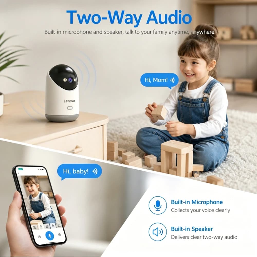 Lenovo 5MP 5G WiFi Camera Indoor Home Security IP Smart Baby Monitor Camera Color Night Auto Tracking Video Surveillance Camera - 2