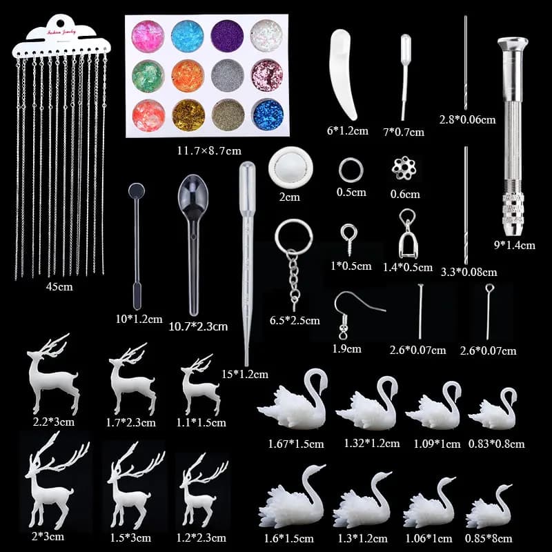 مجموعة قوالب صب الإيبوكسي من السيليكون مع أدوات صب الأشعة فوق البنفسجية وقوالب صب الراتنج لصنع المجوهرات وإكسسوارات الأقراط اليدوية - 16 تصميم - 4