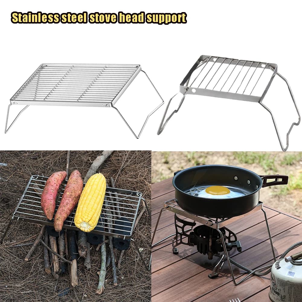 High Temperature Folding Campfire Grill Stainless Steel Portable Multifunctional Corrosion Resistance Outdoor Camping Barbecue