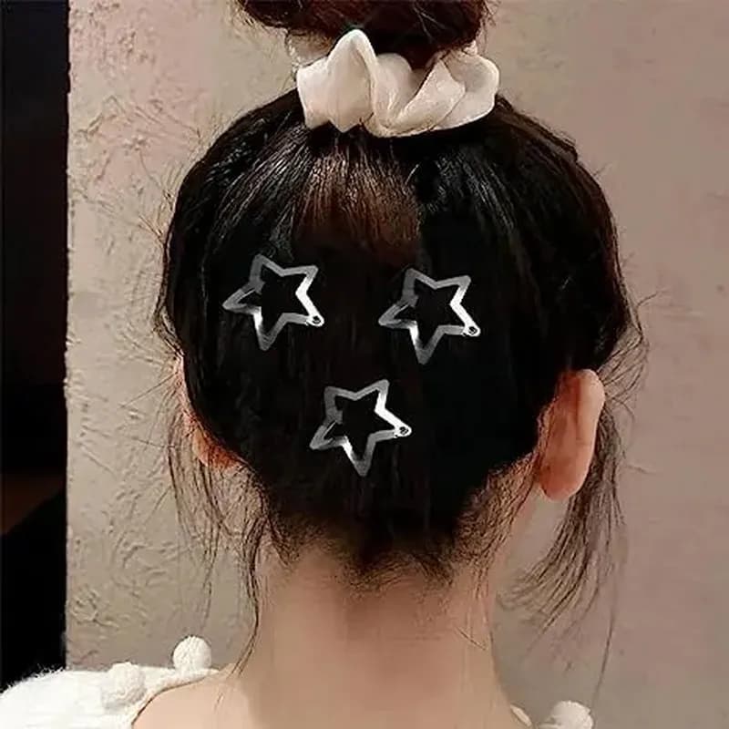 2-50Pcs Y2K Silver Star Hair Clips for Girls Filigree Star Metal Snap Clip Hairpins Barrettes Hair Jewelry Nickle Free Bobby Pin - 5