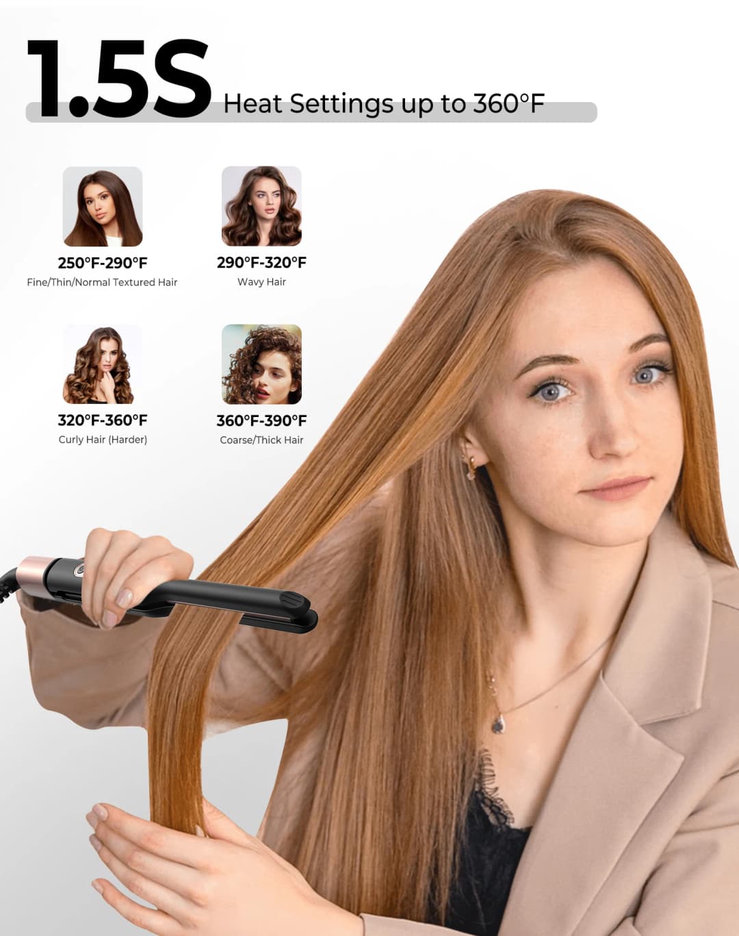 Mini Flat Iron Hair Straightener 1/3 Inch Pencil Flat Iron for Women Portable Travel Straightener and Curler 2 in 1 - 4